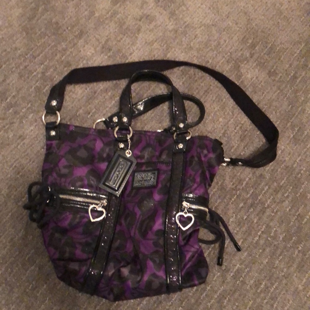 Purple coach bucket purse